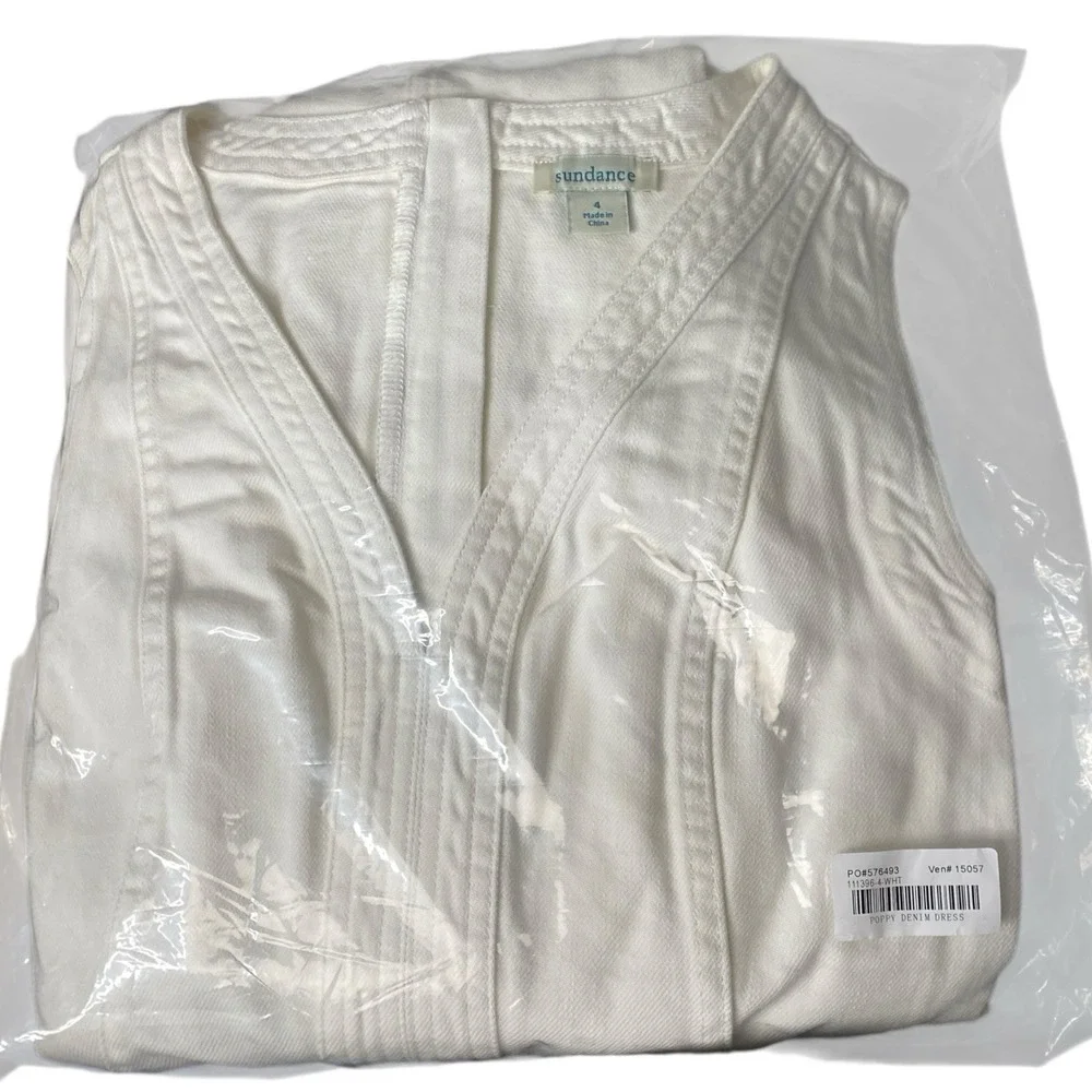 Sundance Poppy Denim Dress 4 White Western Coastal Cowgirl Casual Chic Cottage - Picture 8 of 9